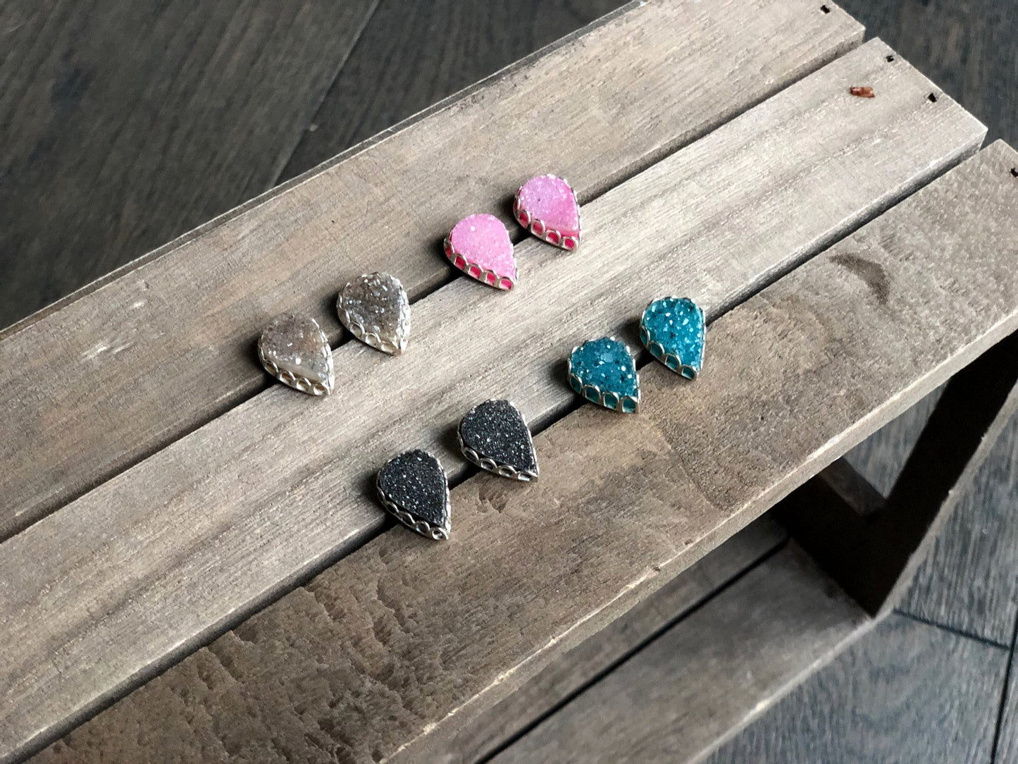 Druzy Inverted Drop Earrings