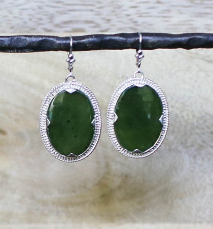 Jade Oval Disc Earrings