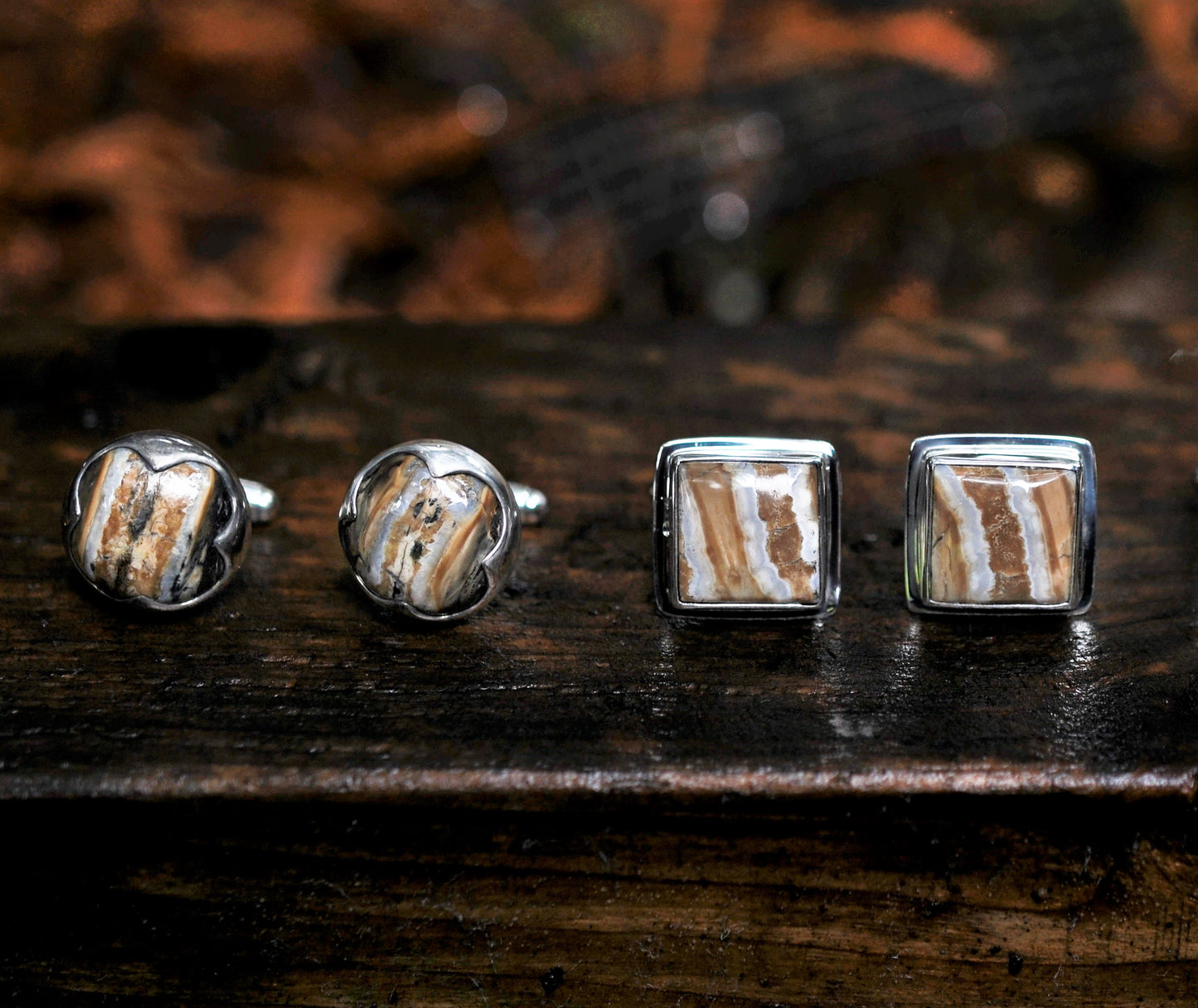 Square Domed Mammoth Tooth Cufflinks
