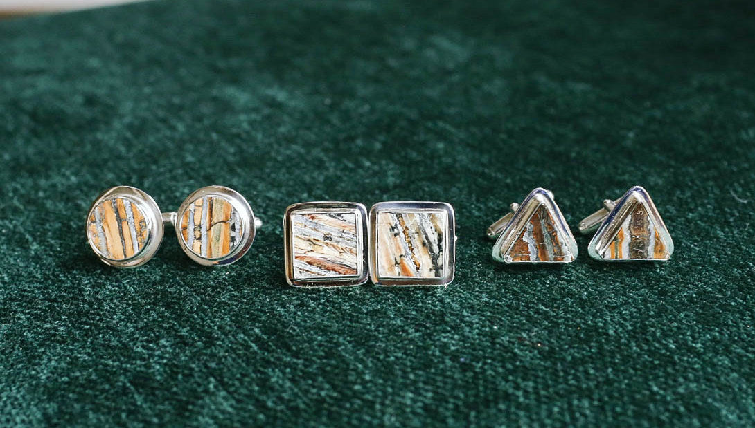 Round Flat Mammoth Tooth Cufflinks