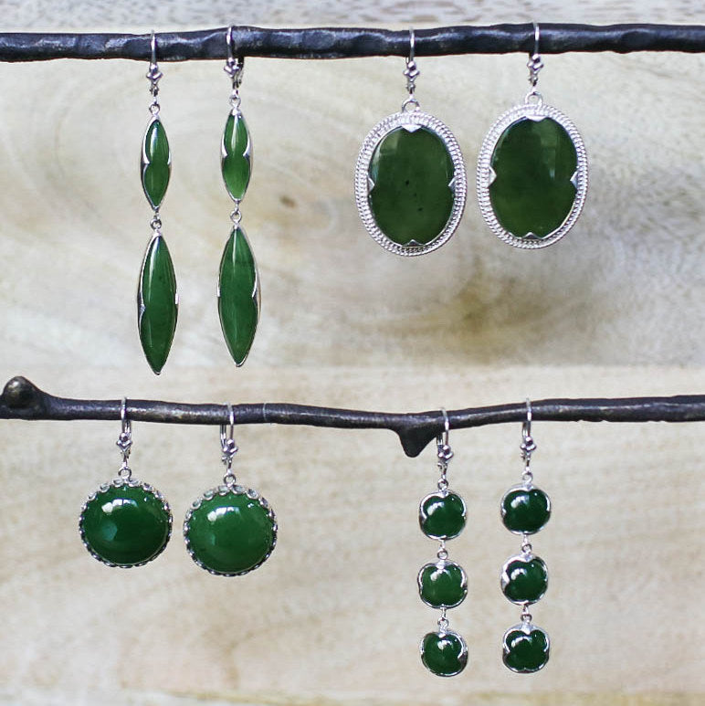 Jade Oval Disc Earrings