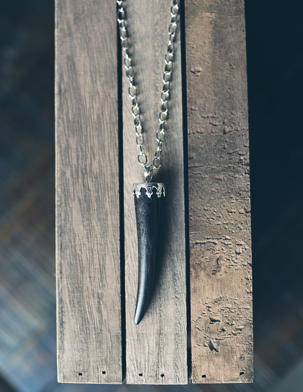 Reclaimed Ebony Horn Pendant Necklace