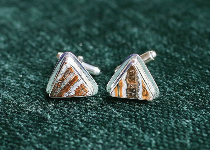 Triangle, Flat Mammoth Tooth Cufflinks