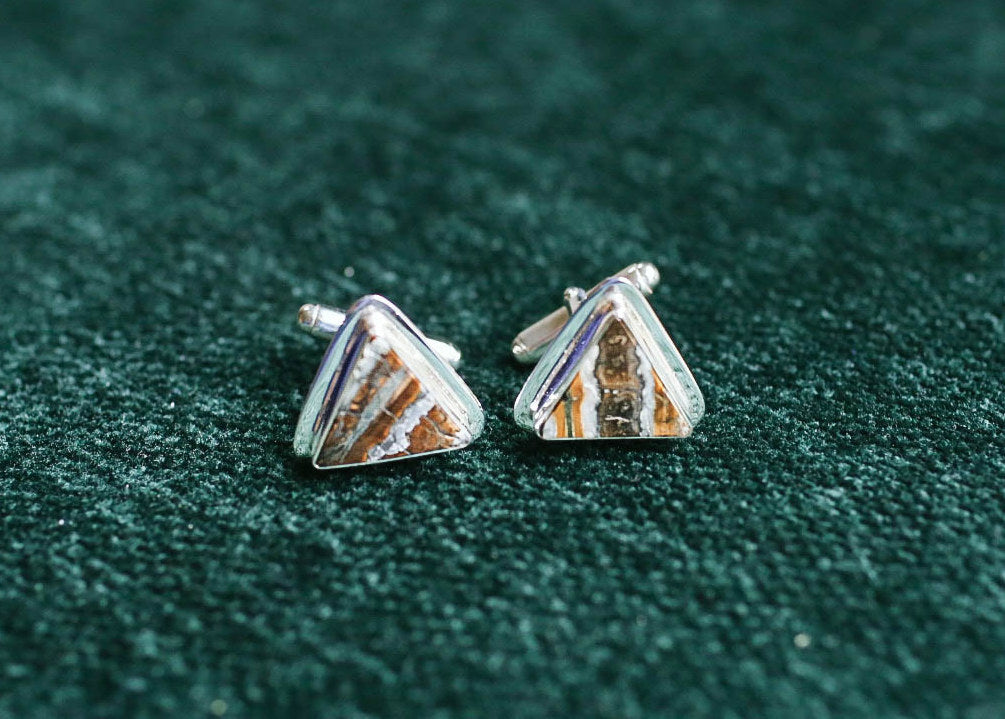 Triangle, Flat Mammoth Tooth Cufflinks